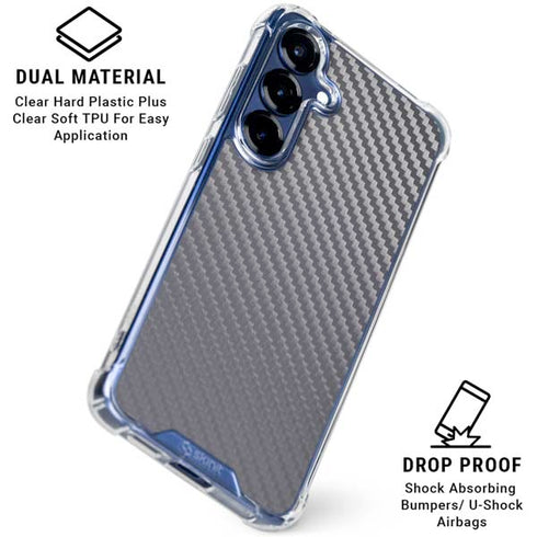 Silver Carbon Fiber Specialty Texture Material Galaxy S25 Clear Case